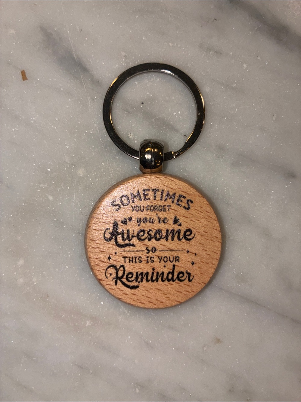 Wooden 'You're Awesome' Reminder Keychain - Natural Wood